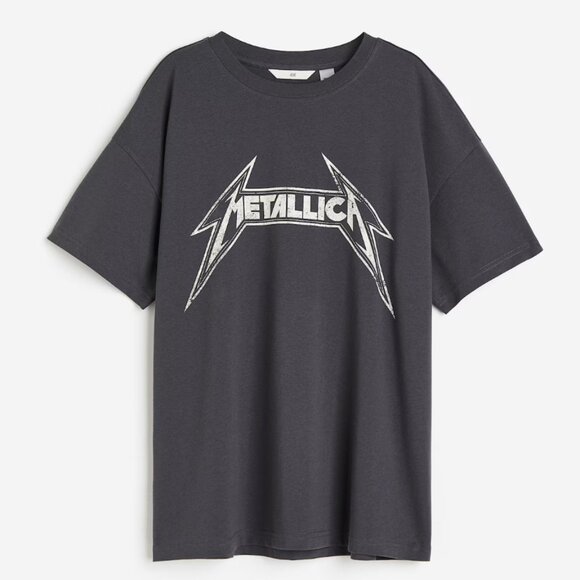 H&M Tops - Oversized Grey Metallica Shirt, H&M, Size M NWOT